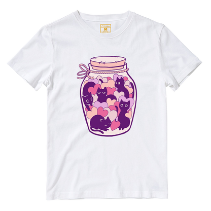 Cotton Shirt: Cats and Hearts Jar