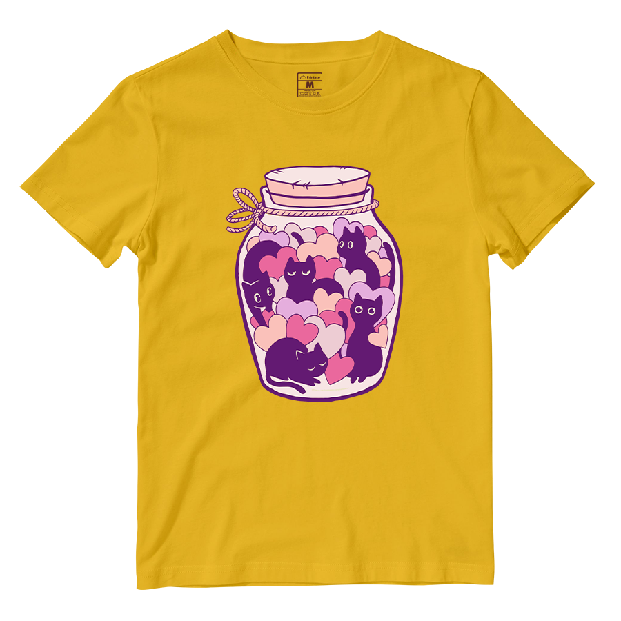 Cotton Shirt: Cats and Hearts Jar