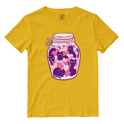 Cotton Shirt: Cats and Hearts Jar