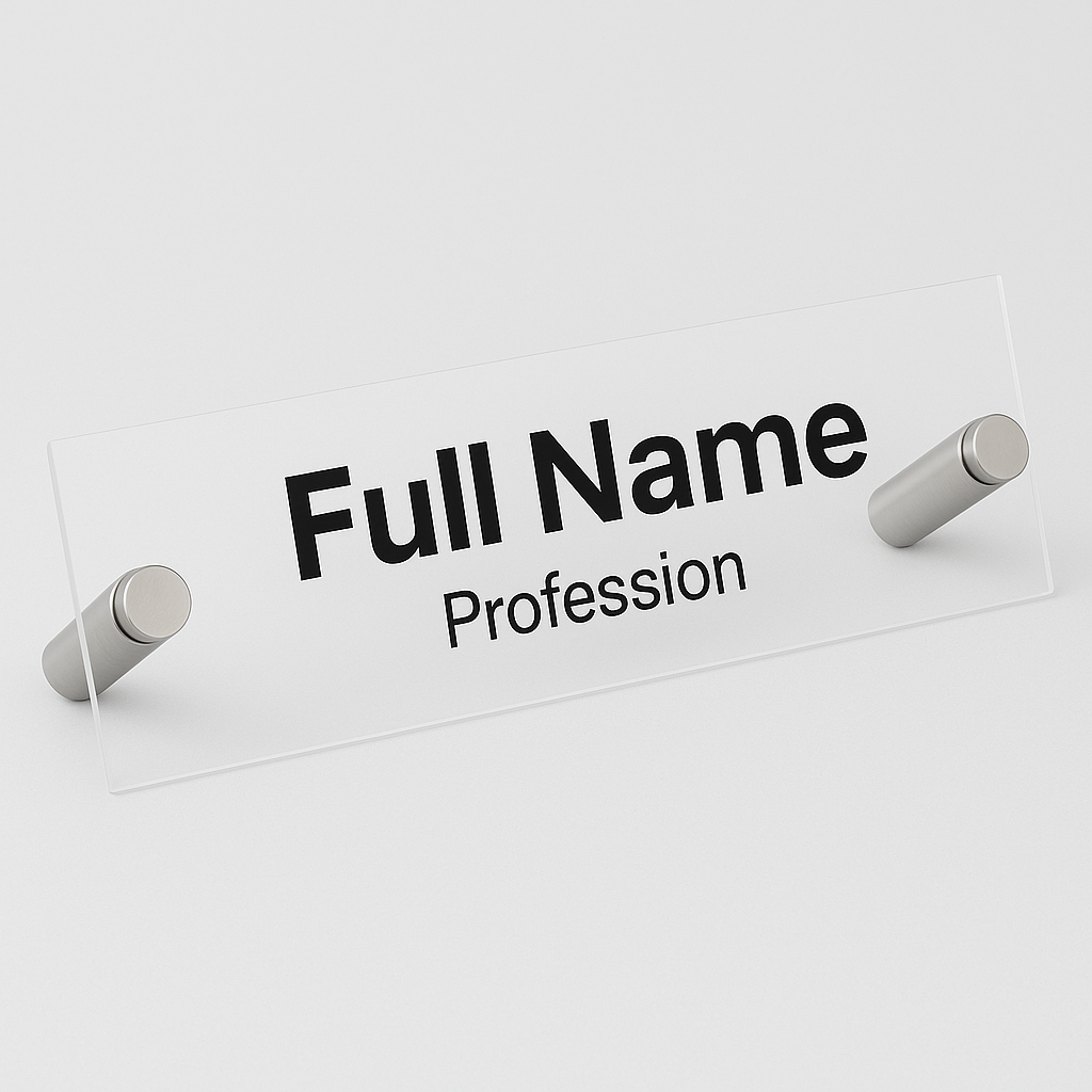 Desk Name Plate: Basic Standoff