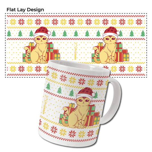 11oz Ceramic Mug: Christmas Cat