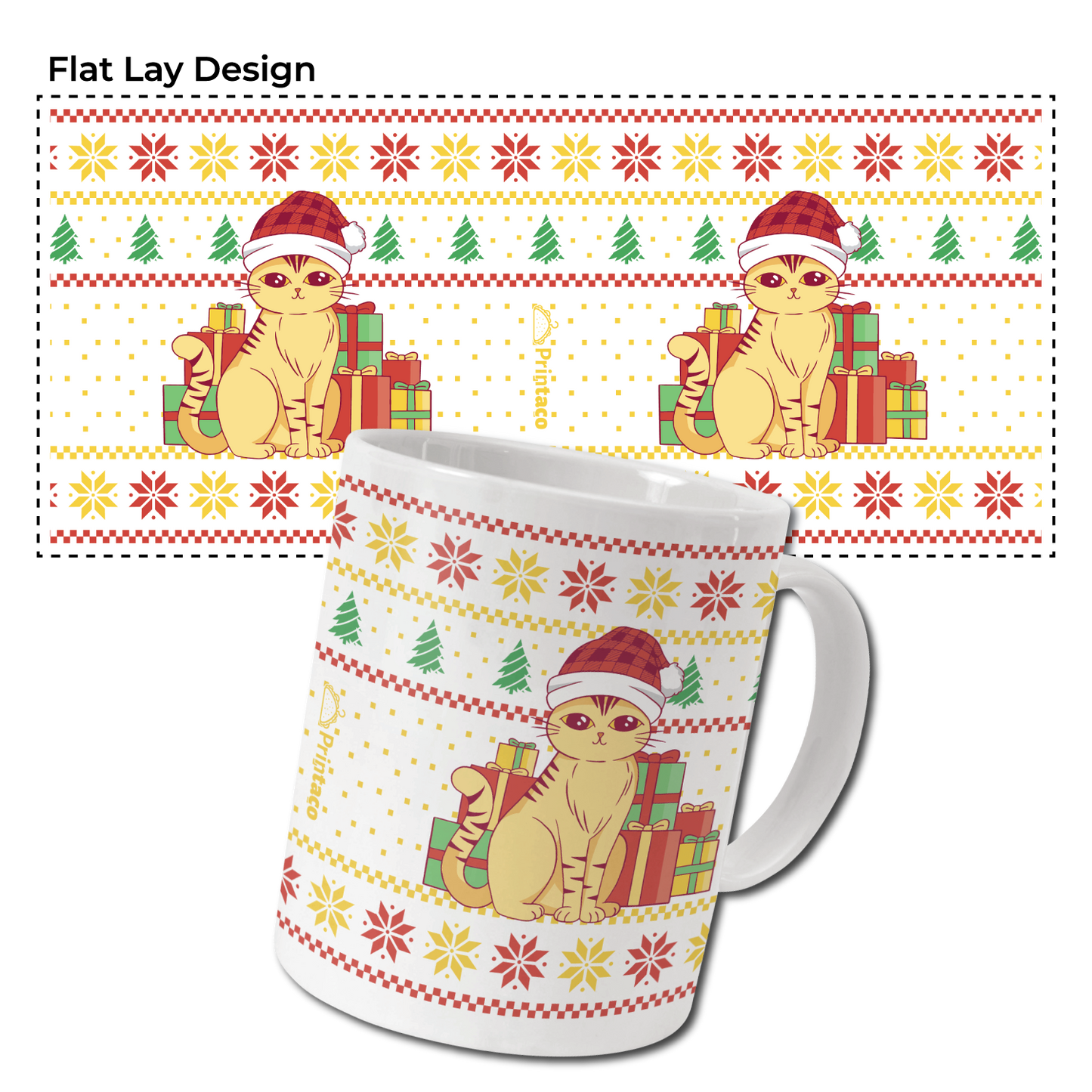 11oz Ceramic Mug: Christmas Cat