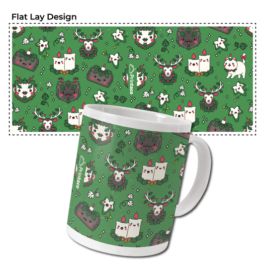 11oz Ceramic Mug: Christmas Green