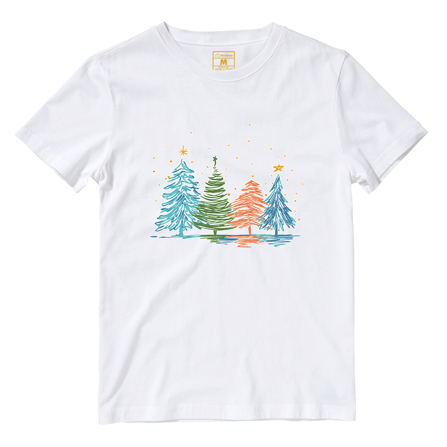 Cotton Shirt: Christmas Tree Sketch