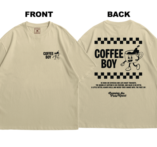 Premium Oversized Cotton Shirt: Coffee Boy (Front and Back)