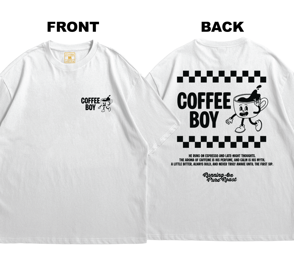 Premium Oversized Cotton Shirt: Coffee Boy (Front and Back)