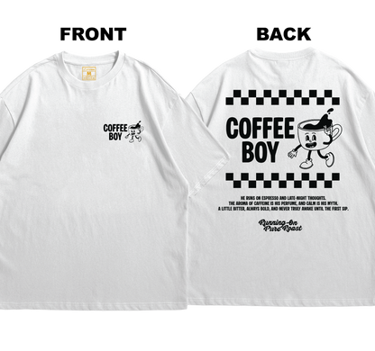 Premium Oversized Cotton Shirt: Coffee Boy (Front and Back)