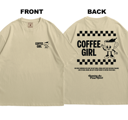 Premium Oversized Cotton Shirt: Coffee Girl (Front and Back)