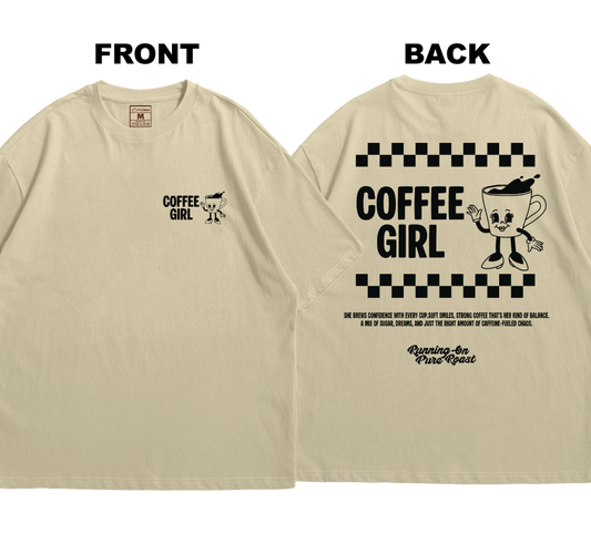 Premium Oversized Cotton Shirt: Coffee Girl (Front and Back)