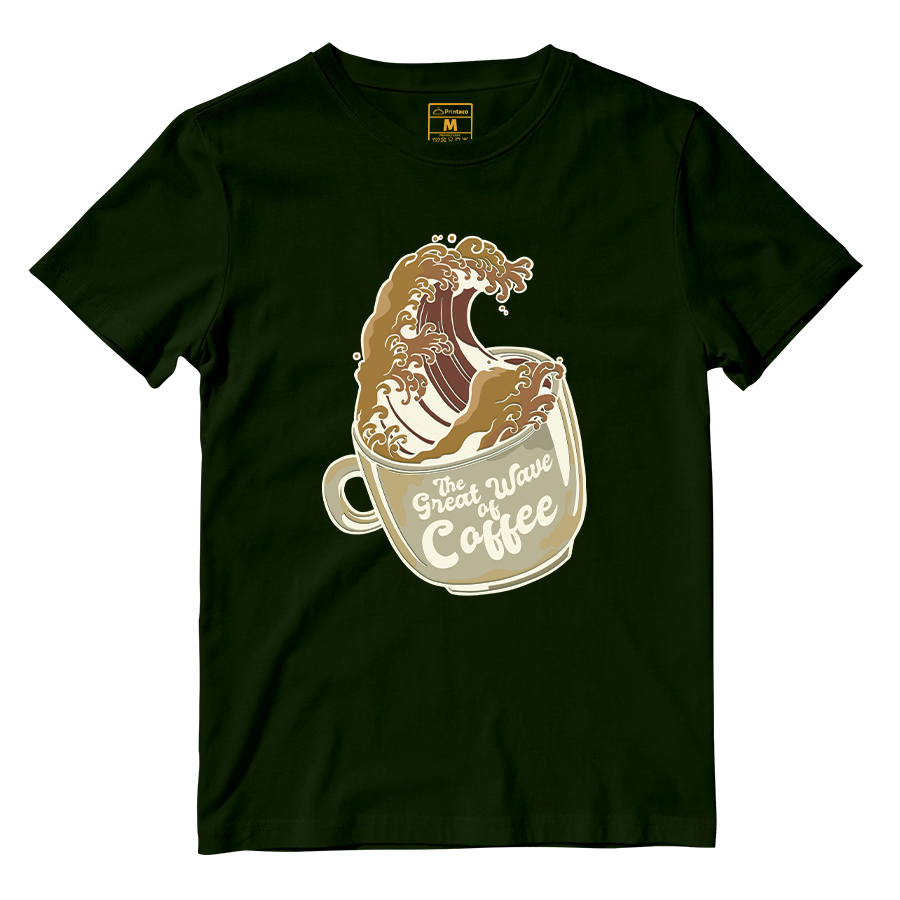 Cotton Shirt: Coffee Wave