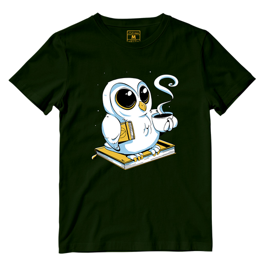 Cotton Shirt: Coffee owl