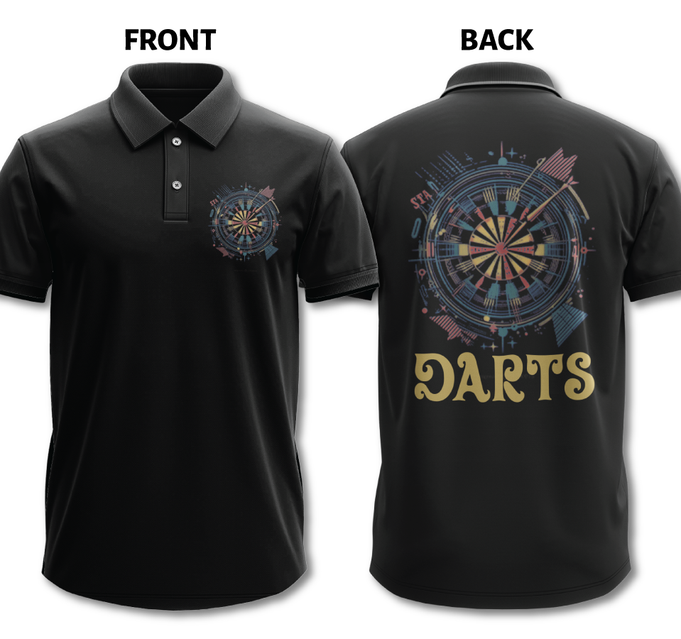 Drifit Polo Shirt: Colorful Darts (Front & Back)