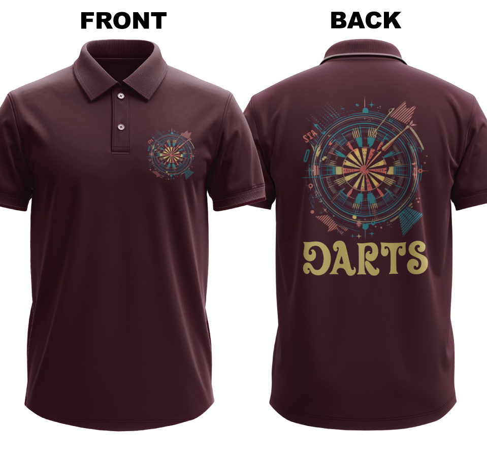 Drifit Polo Shirt: Colorful Darts (Front & Back)