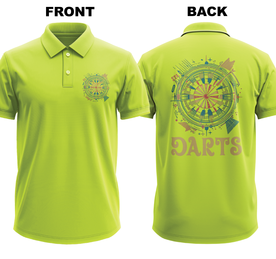 Drifit Polo Shirt: Colorful Darts (Front & Back)