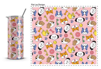20oz. Slim Tumbler: Colorful Puppies