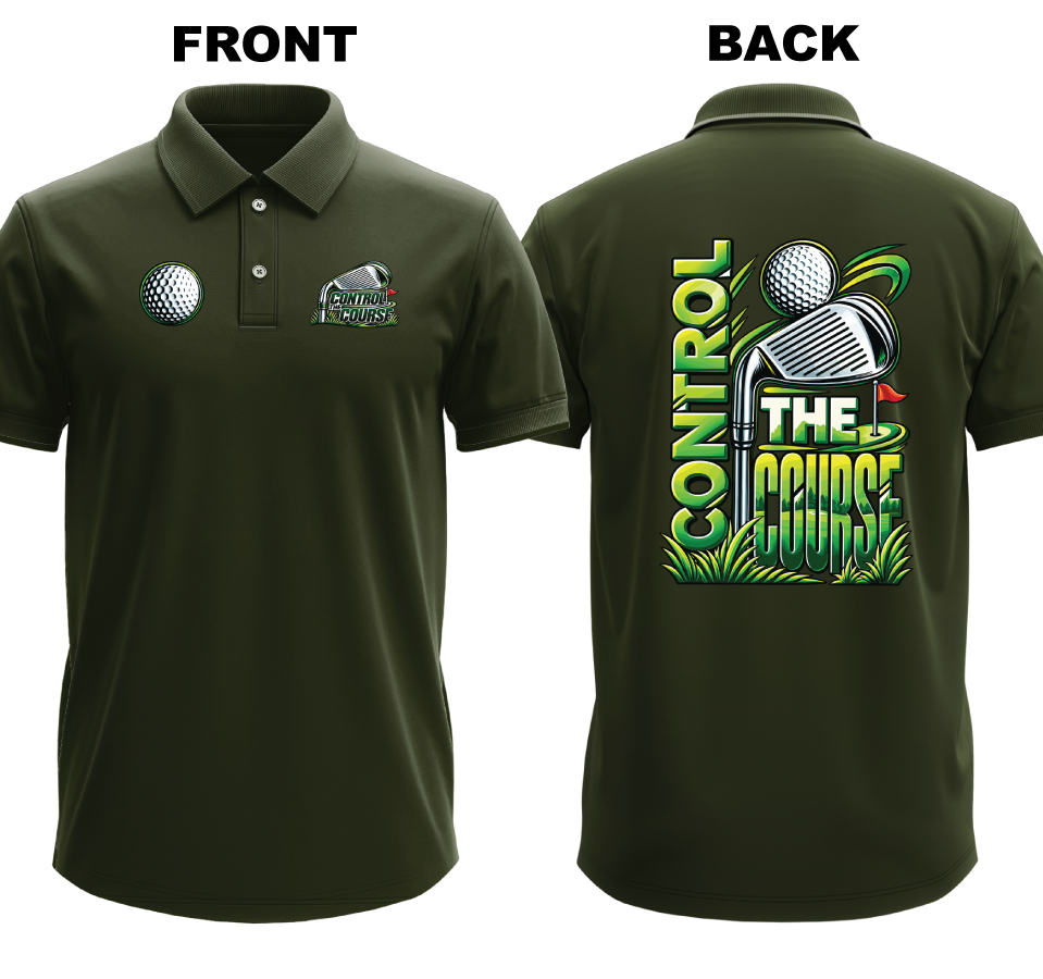 Drifit Polo Shirt: Control Course (Front & Back)