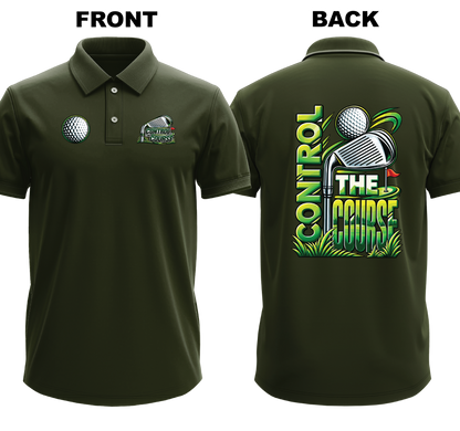 Drifit Polo Shirt: Control Course (Front & Back)