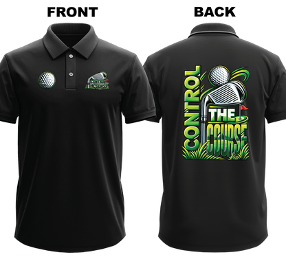 Drifit Polo Shirt: Control Course (Front & Back)