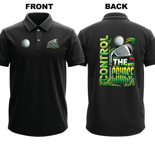 Drifit Polo Shirt: Control Course (Front & Back)