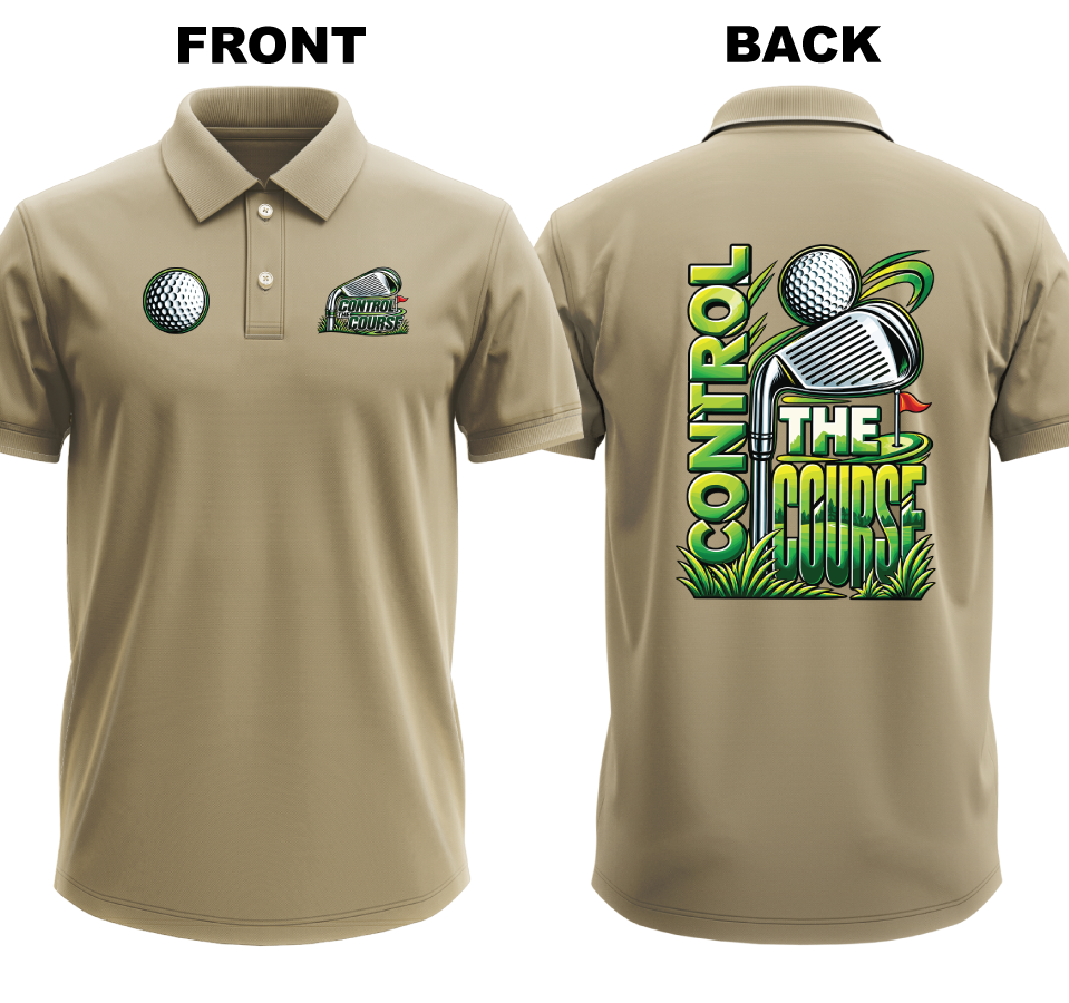 Drifit Polo Shirt: Control Course (Front & Back)