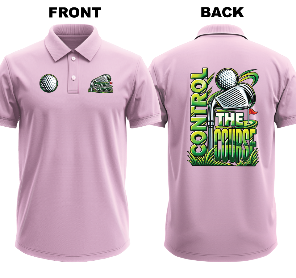 Drifit Polo Shirt: Control Course (Front & Back)