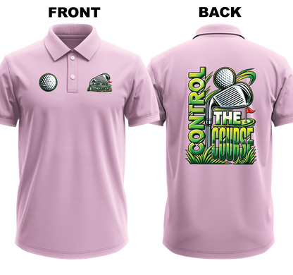 Drifit Polo Shirt: Control Course (Front & Back)