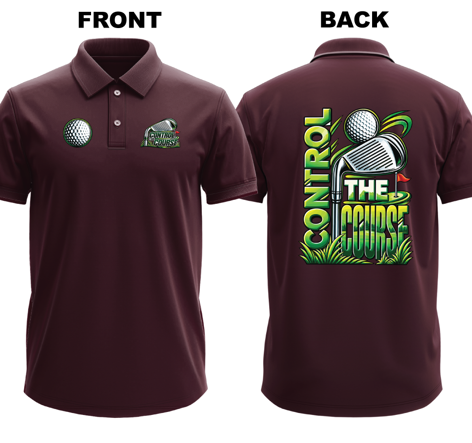 Drifit Polo Shirt: Control Course (Front & Back)