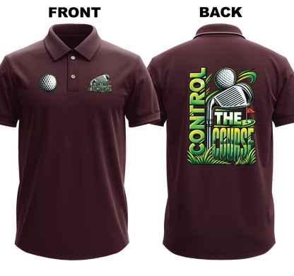 Drifit Polo Shirt: Control Course (Front & Back)