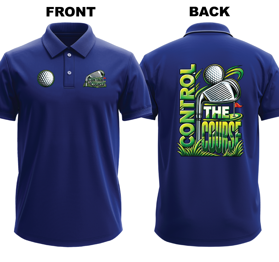Drifit Polo Shirt: Control Course (Front & Back)