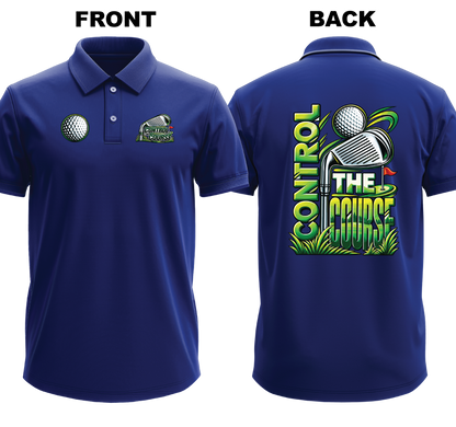 Drifit Polo Shirt: Control Course (Front & Back)