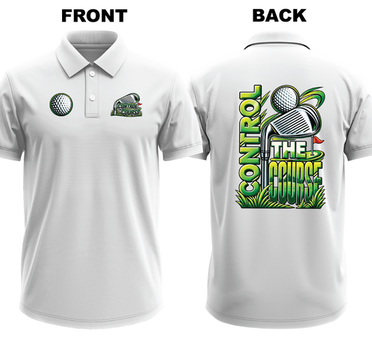 Drifit Polo Shirt: Control Course (Front & Back)