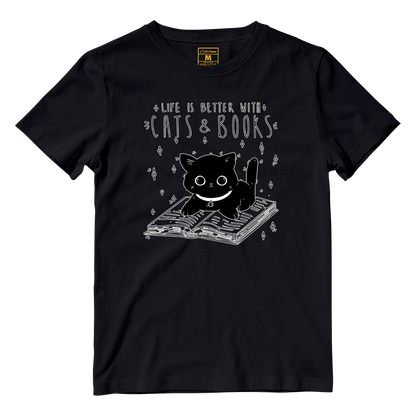 Cotton Shirt: Cat & Books