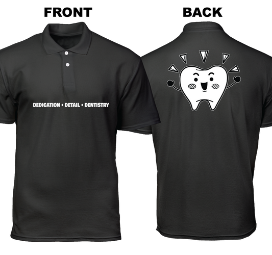 Cotton Polo Shirt: Dedication Detail Dentistry  (Front and Back)