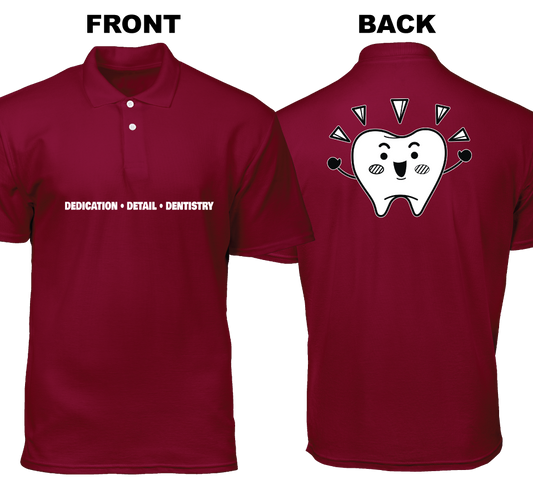 Cotton Polo Shirt: Dedication Detail Dentistry  (Front and Back)