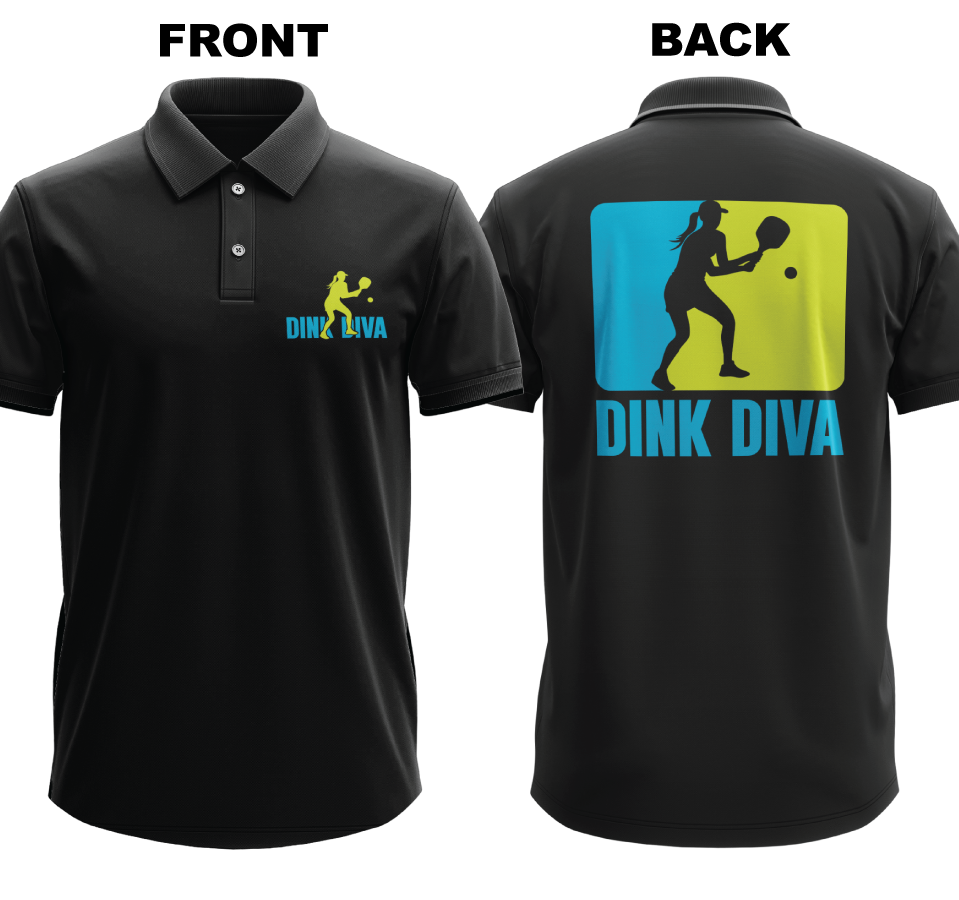Drifit Polo Shirt: Dink Diva (Front & Back)