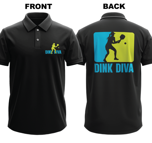 Drifit Polo Shirt: Dink Diva (Front & Back)
