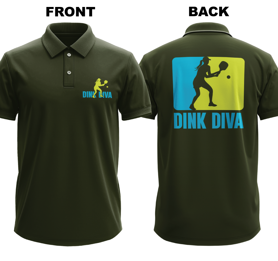 Drifit Polo Shirt: Dink Diva (Front & Back)