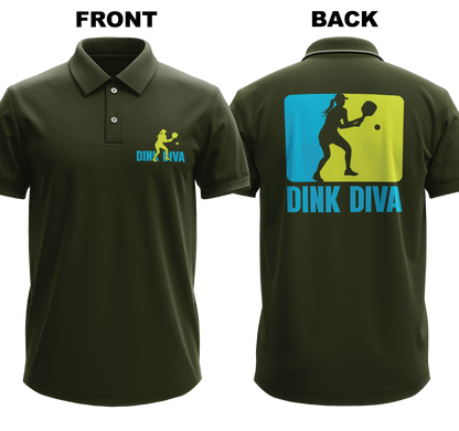 Drifit Polo Shirt: Dink Diva (Front & Back)