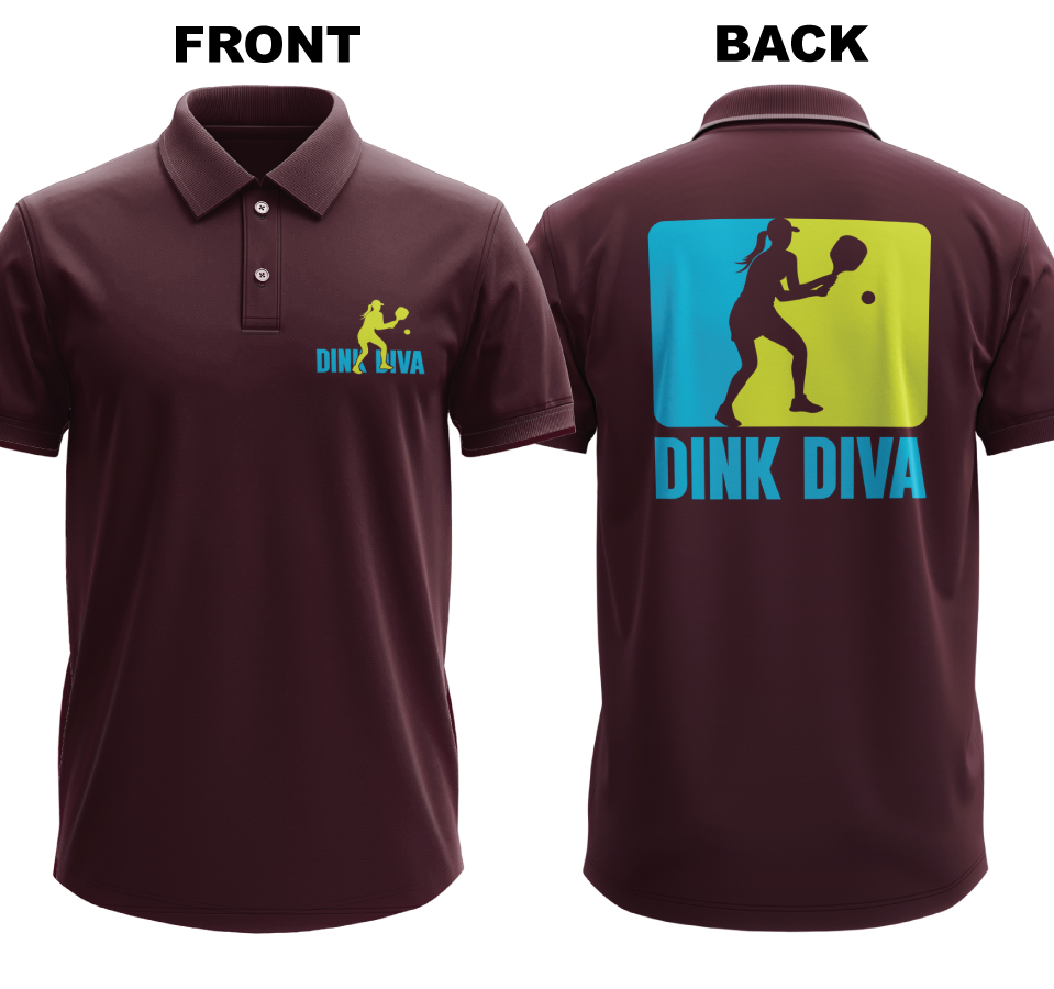 Drifit Polo Shirt: Dink Diva (Front & Back)