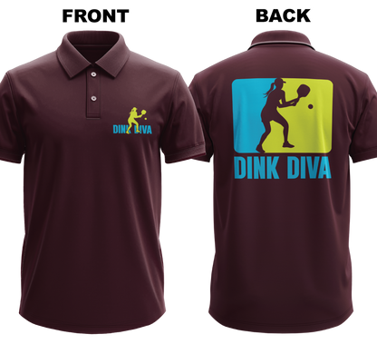 Drifit Polo Shirt: Dink Diva (Front & Back)