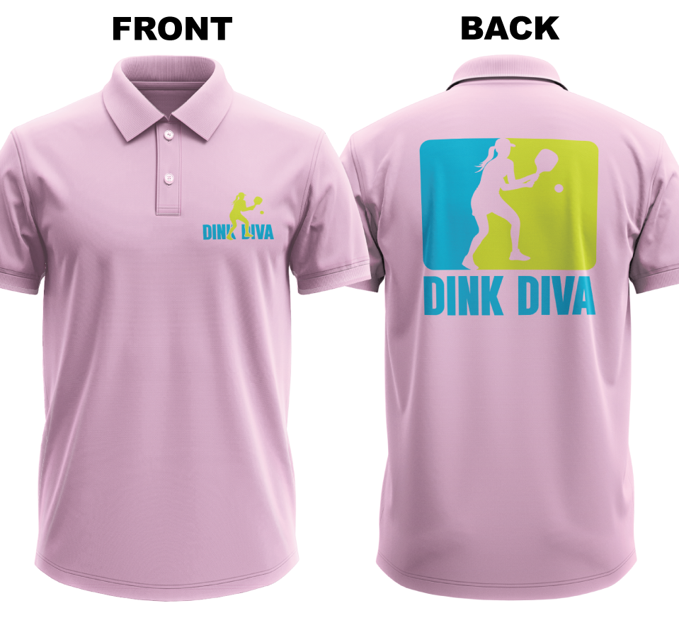 Drifit Polo Shirt: Dink Diva (Front & Back)