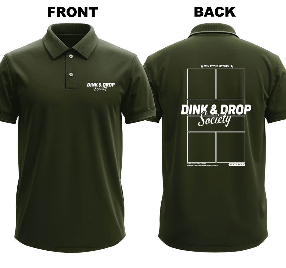 Drifit Polo Shirt: Dink and Drop Society (Front & Back)