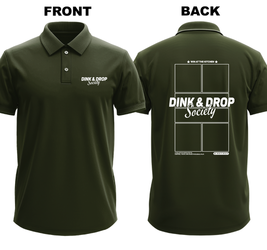 Drifit Polo Shirt: Dink and Drop Society (Front & Back)
