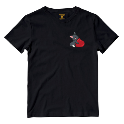 Cotton Shirt: Black Puppy Heart