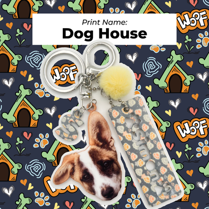 Acrylic Pet Bag Charm: Dog Pompom Set