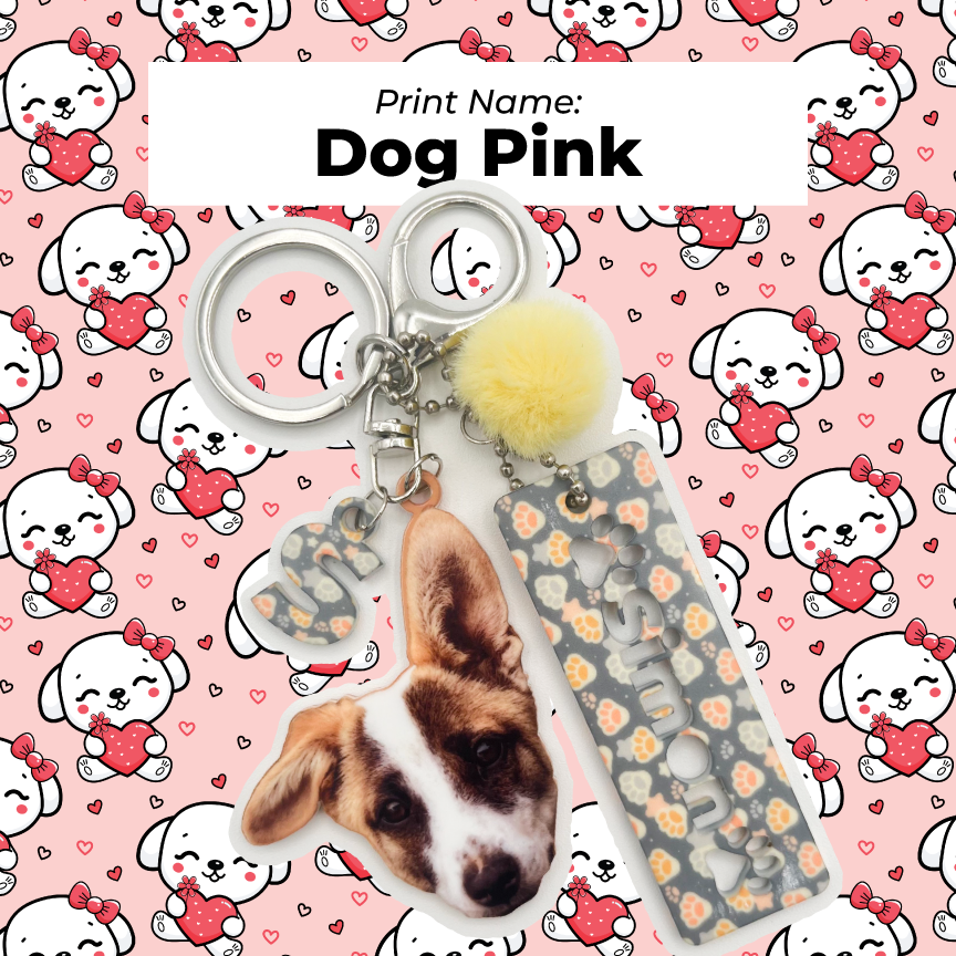 Acrylic Pet Bag Charm: Dog Pompom Set
