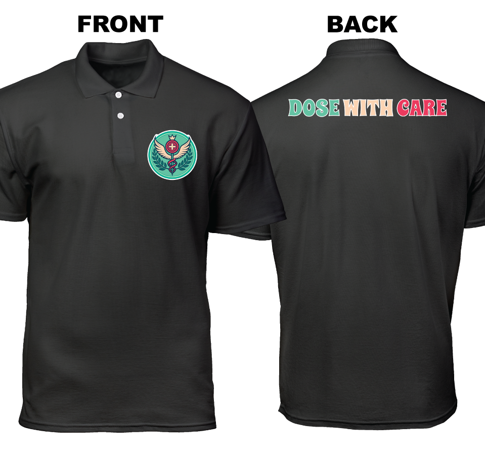 Cotton Polo Shirt: Dose with Care (Front and Back)