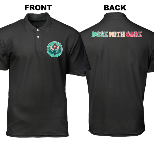 Cotton Polo Shirt: Dose with Care (Front and Back)