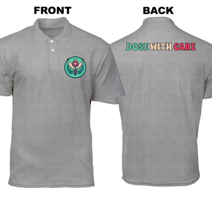 Cotton Polo Shirt: Dose with Care (Front and Back)