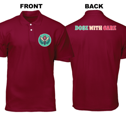 Cotton Polo Shirt: Dose with Care (Front and Back)